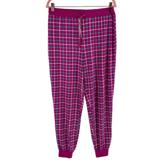 NWOT Muk Luks Women's Size Large Fuchsia Long-Sleeved Top & Plaid Pants … - Picture 2 of 8